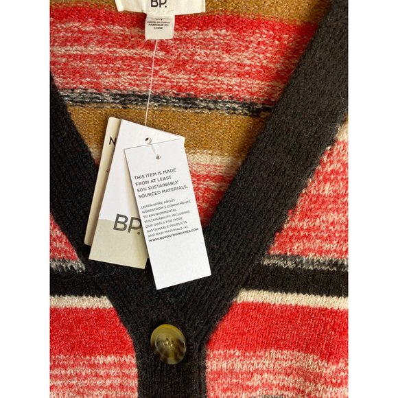 Nordstrom BP Long Sleeve Cardigan Crop Striped Sweater Size Medium New w… - Picture 5 of 7
